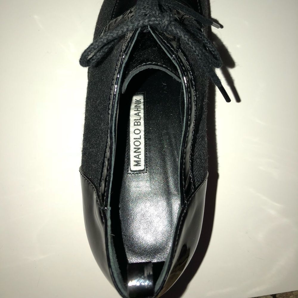 🆕 [Manolo Blahnik] Manolo Blahnik Black Kitten Heel Pumps Pointed Toe Sz: 8 - Picture 7 of 8